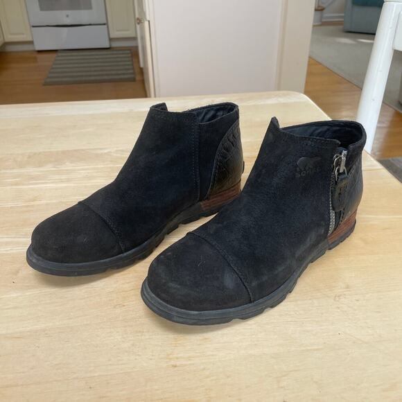 SOREL Major Low Black Suede Leather Side-Zip Women's Ankle Booties - Size 7 - Picture 9 of 15